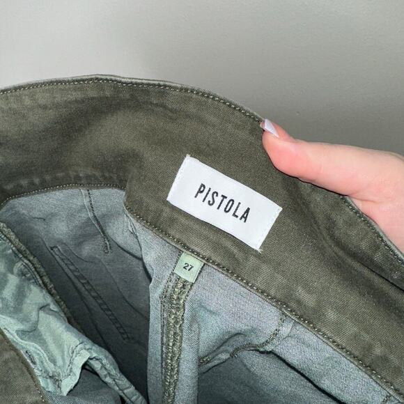 Pistola Inez Paper Bag Skinny Jeans Raw Hem Olive Green Size 27 - Picture 4 of 7